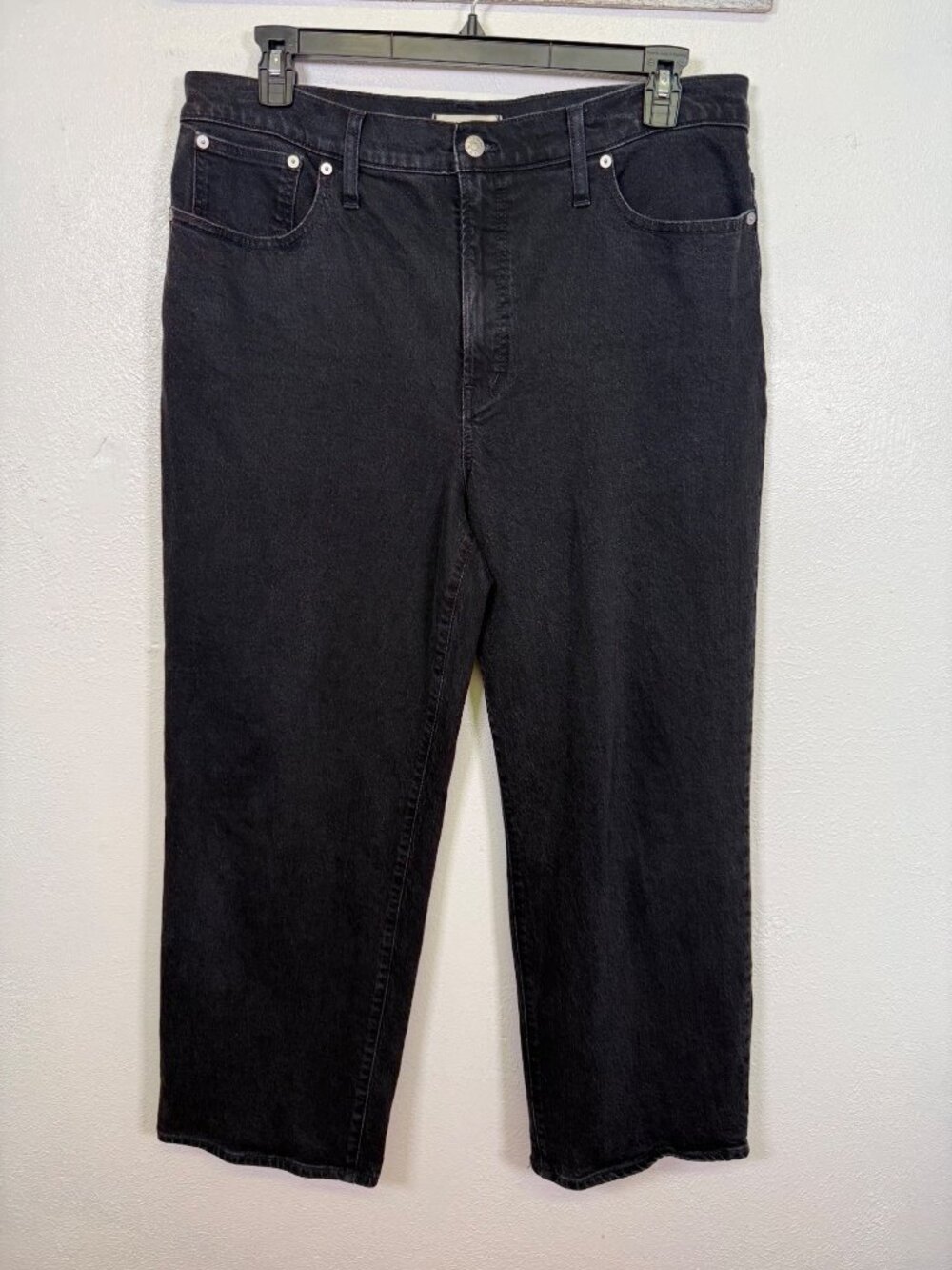 Madewell The Perfect Vintage Wide Leg Jeans Hi Rise Black Minimalist Staple 33